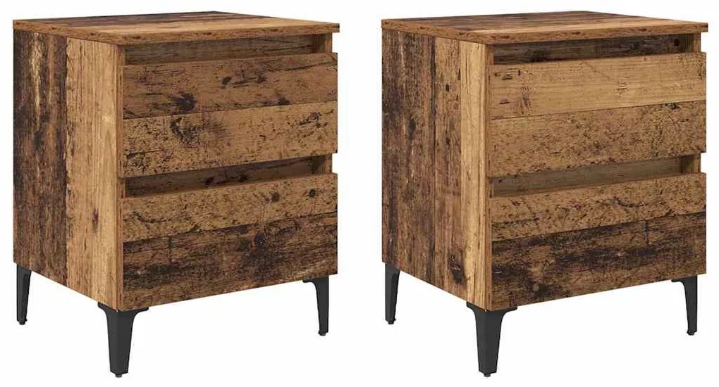 vidaXL Κομοδίνο 2 pcs Παλαιό ξύλο 40 x 35 x 50 εκ. Επεξεργασμένο ξύλο