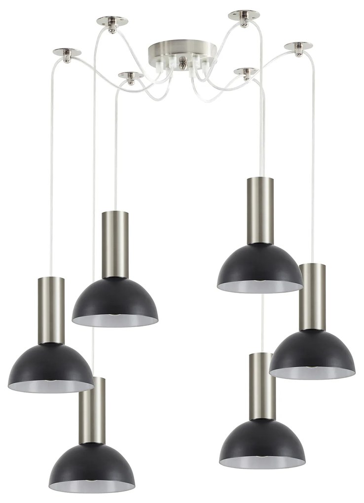 Φωτιστικό Οροφής  SE21-NM-4-NM6-MS3 ADEPT TUBE Nickel Matt Pendant Black Metal Shade+ - 51W - 100W - 77-8464