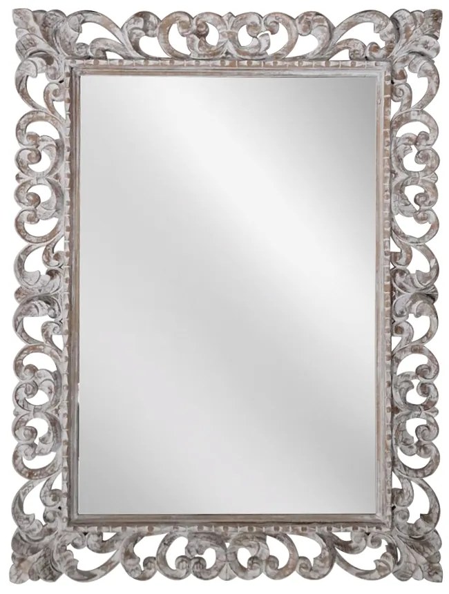 Artekko Mirroki Ξύλινος Λευκός Πατίνα Σκαλιστός Καθρέπτης Τοίχου (120x90)cm - 667-4018 - 667-4018