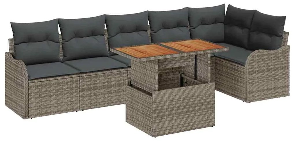 vidaXL Σετ Καναπέ Κήπου με μαξιλάρι 7 pcs Γκρι