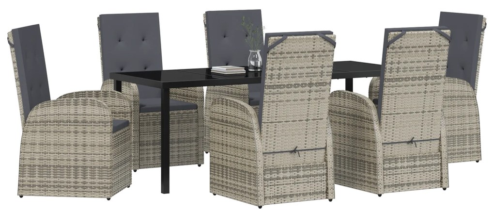 vidaXL Σετ Επίπλων Εξωτερικού Χώρου 7 pcs Γκρι 200 x 80 x 73 εκ