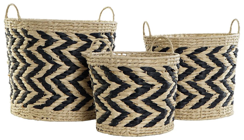 Σετ Καλαθιών DKD Home Decor Μαύρο Ανοιχτό καφέ Φυσική ίνα (3 Τεμάχια) (3 Μονάδες)