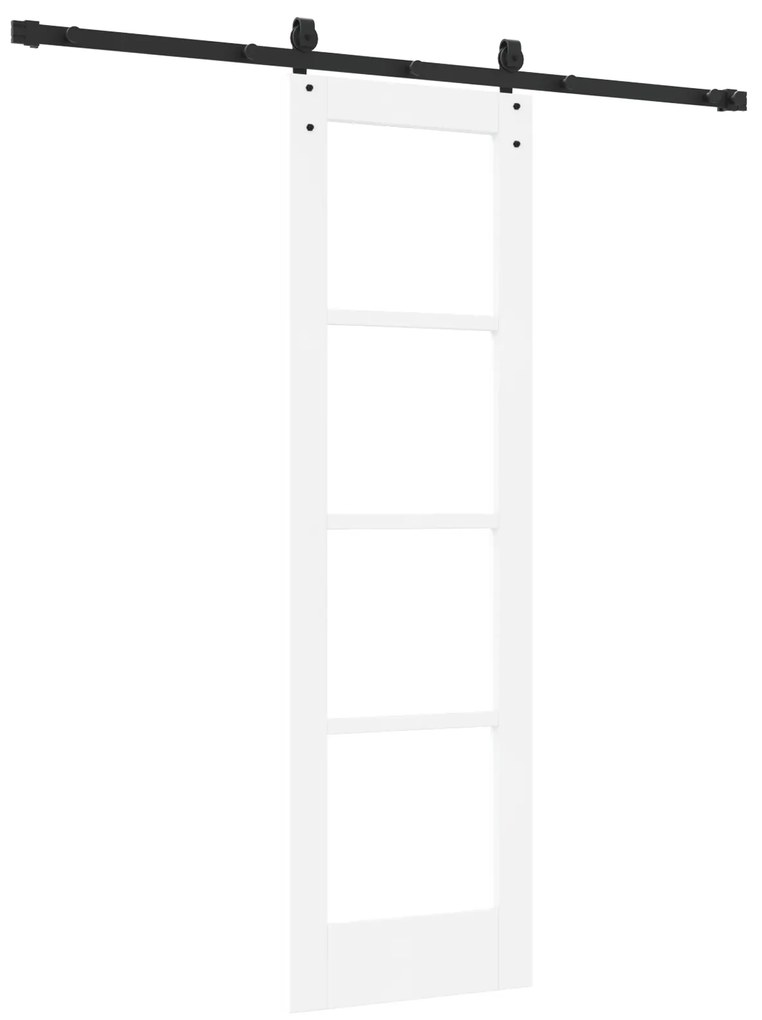 vidaXL Συρόμενη Πόρτα με Εξαρτήματα Λευκή 61x198.5 εκ. Στερεό Ξύλο Πεύκου