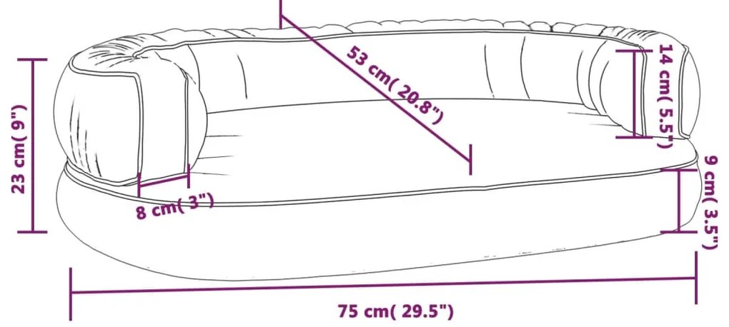 vidaXL Εργονομικό Κρεβάτι Σκύλου Γκρι 75 x 53 εκ. από Συνθετικό Δέρμα