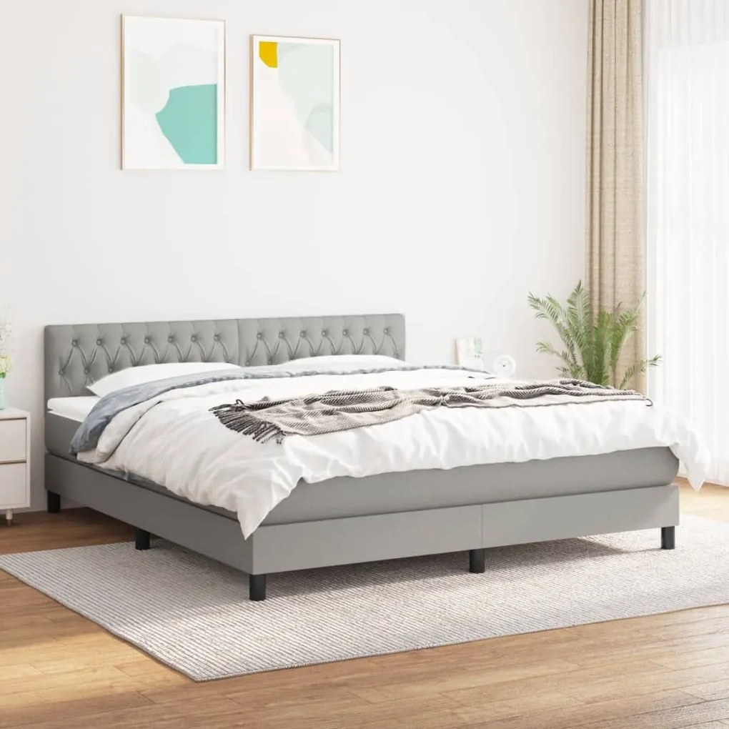 ΚΡΕΒΑΤΙ BOXSPRING ΜΕ ΣΤΡΩΜΑ ΑΝΟΙΧΤΟ ΓΚΡΙ 180X200 ΕΚ. ΥΦΑΣΜΑΤΙΝΟ 3140313