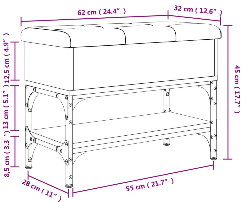 Παπουτσοθήκη Γκρι Sonoma 62x32x45 εκ. από Επεξεργασμένο Ξύλο - Γκρι