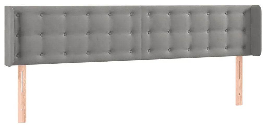 vidaXL Κεφαλάρι Κρεβατιού LED Ανοιχτό Γκρι 183x16x78/88 εκ. Βελούδινο