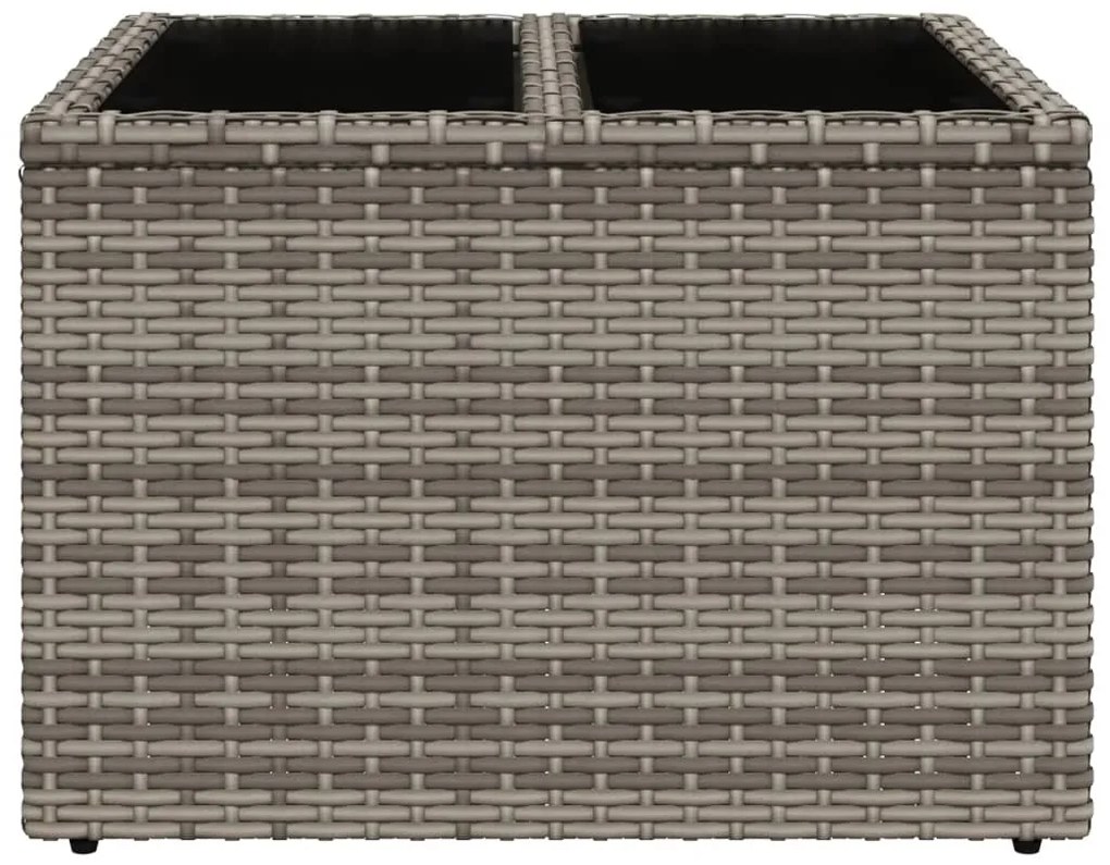 vidaXL Τραπέζι Κήπου με Γυάλινη Επιφάνεια Γκρι 55x55x37 εκ. Συνθ Ρατάν