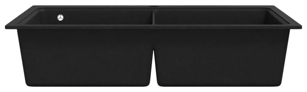 Νεροχύτης Ένθετος με Διπλή Γούρνα Μαύρος Γρανιτένιος