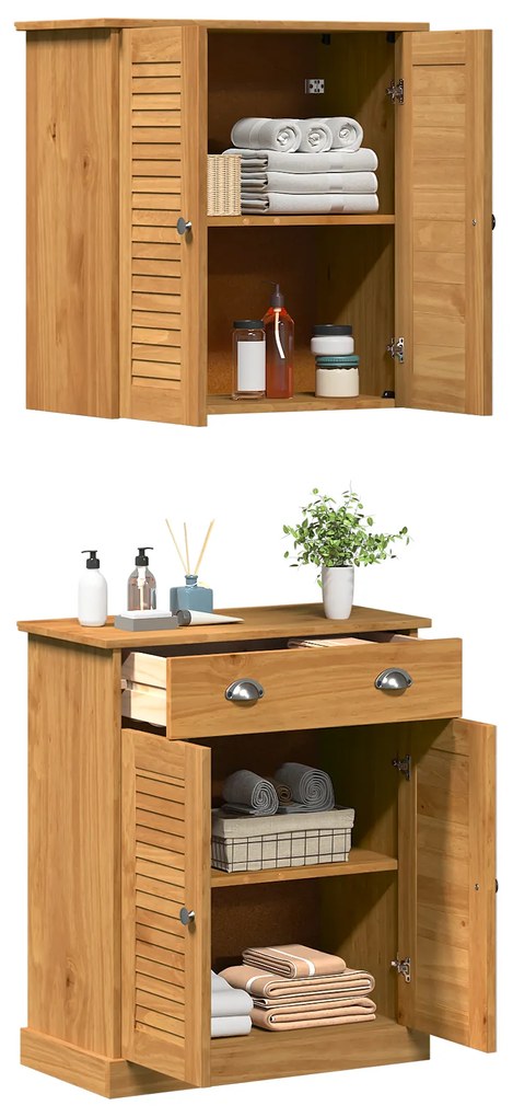vidaXL Σετ Επίπλων Μπάνιου με συρτάρι 2 pcs Καφέ 67.5 x 34 x 80 εκ