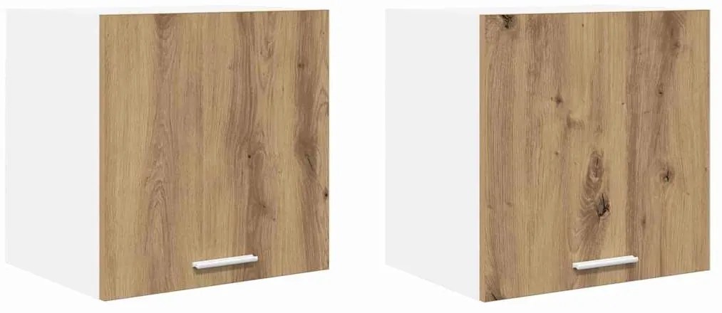 vidaXL Κρεμαστό ντουλάπι με πόρτα 2 pcs Χειροποίητη Δρυς και Λευκό