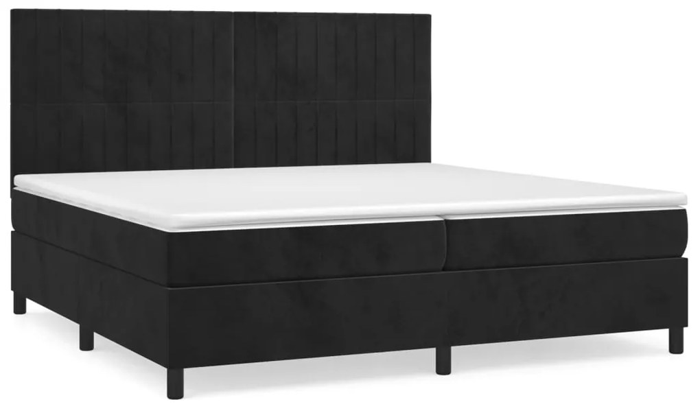 vidaXL Κρεβάτι Boxspring με Στρώμα Μαύρο 200x200 εκ. Βελούδινο