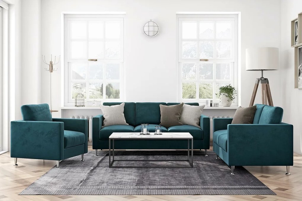 Πολυθρόνα Scandinavian Choice 772, Μπλε, 80x90x82cm, Ταπισερί, Πόδια: Μεταλλικά