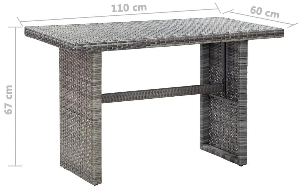 vidaXL Τραπέζι Κήπου Ανθρακί 110 x 60 x 67 εκ. από Συνθετικό Ρατάν
