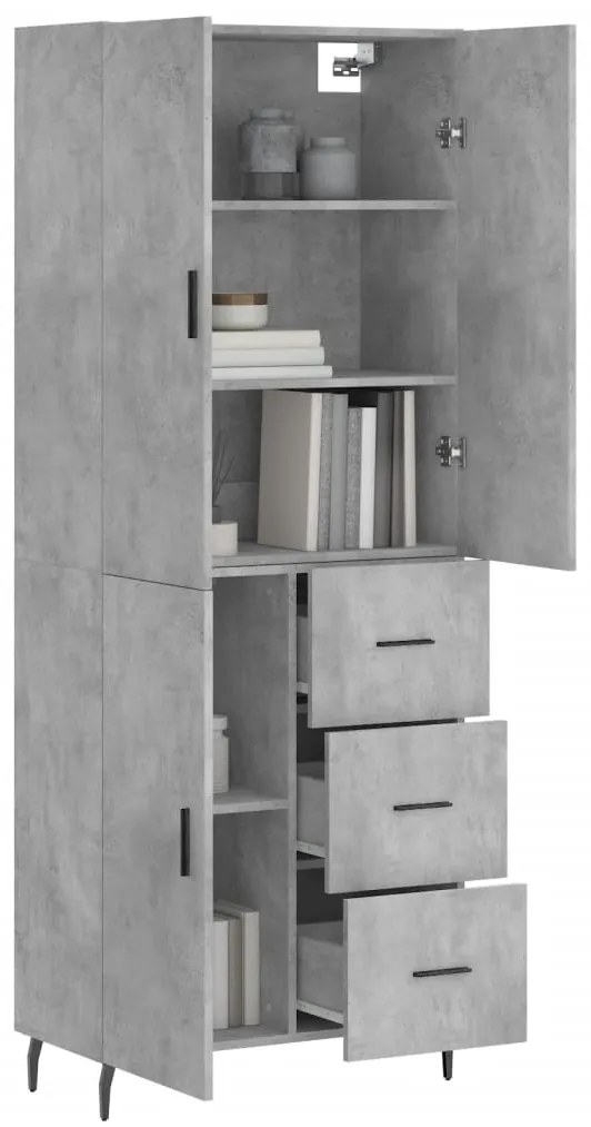 vidaXL Ντουλάπι Γκρι Σκυροδέματος 69,5x34x180 εκ. Επεξεργασμένο Ξύλο