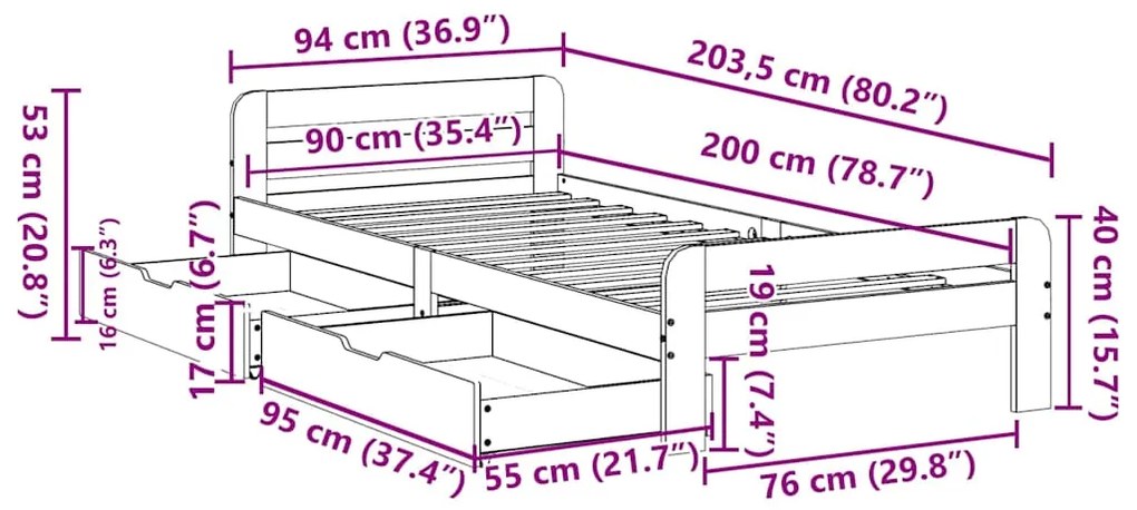 ΣΚΕΛΕΤΟΣ ΚΡΕΒ. ΧΩΡΙΣ ΣΤΡΩΜΑ ΚΑΦΕ ΚΕΡΙΟΥ 90X200 ΕΚ ΜΑΣΙΦ ΠΕΥΚΟ 3309049