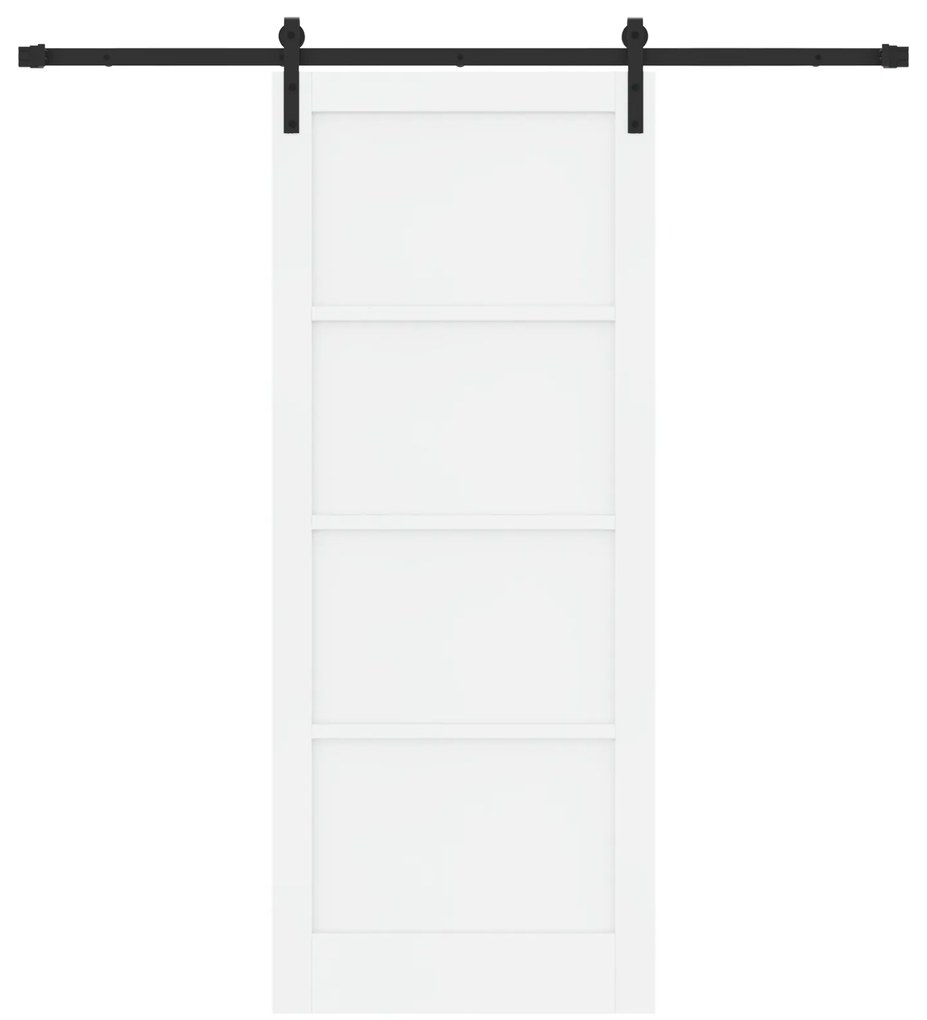 vidaXL Συρόμενη Πόρτα με Σετ Υλικών Λευκή 86x211 cm Συμπαγές Ξύλο Πεύκου