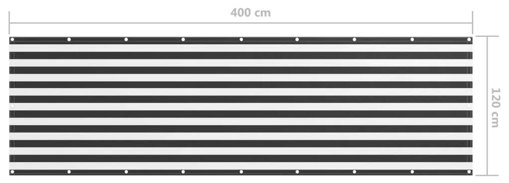 vidaXL Διαχωριστικό Βεράντας Ανθρακί/Λευκό 120 x 400 εκ. Ύφασμα Oxford