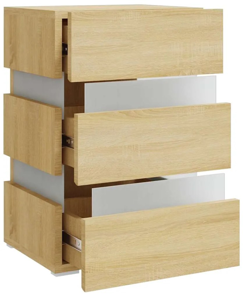 vidaXL Κομοδίνο με LED Sonoma Δρυς 45x35x67 εκ. από Επεξεργασμένο Ξύλο