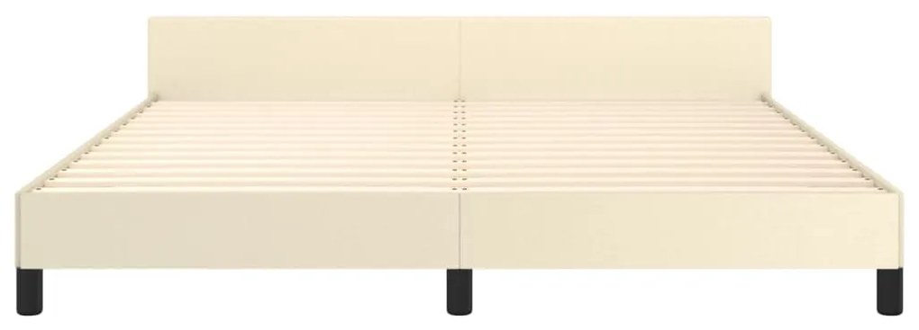 vidaXL Πλαίσιο Κρεβατιού με Κεφαλάρι Κρεμ 180x200 εκ. Συνθετικό Δέρμα