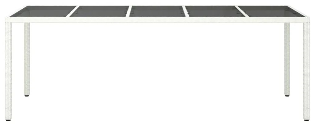 vidaXL Τραπέζι Κήπου Λευκό 250x100x75 εκ. Συνθετ. Ρατάν/Ψημένο Γυαλί