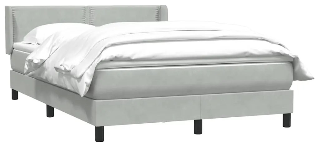 vidaXL Κρεβάτι Boxspring με Στρώμα Ανοιχτό Γκρι 160x210 εκ. Βελούδινο