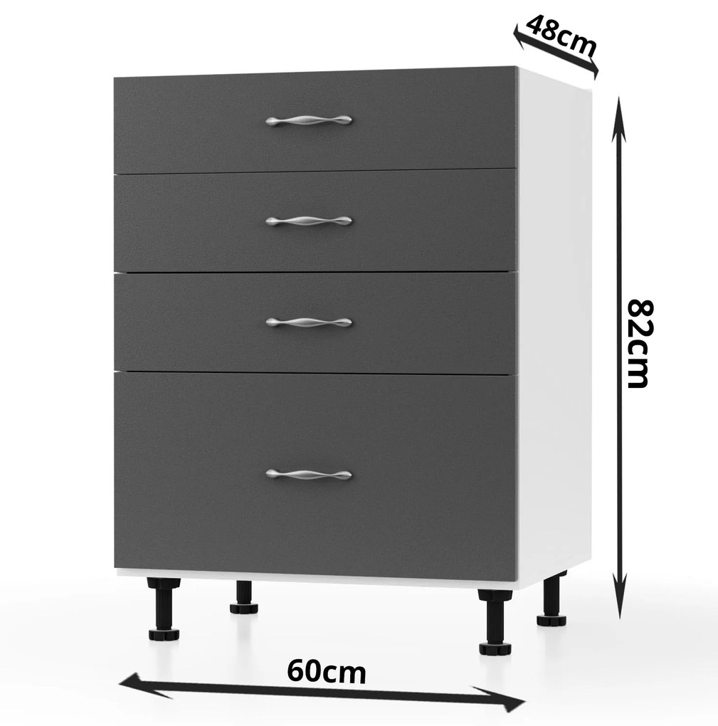 Horizont Κάτω Ντουλάπι Συρταριέρα Τσιμέντο 60x48x82cm. - GR-104-00060