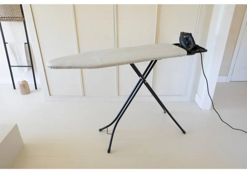 Τραπέζι σιδερώματος Brabantia B 1008893, 124x38 cm, 7 θέσεις ρύθμισης, Μεγάλη θήκη σίδερου, Ανοιχτό γκρι