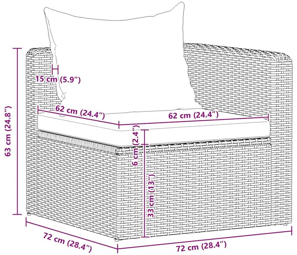 vidaXL Καναπέδες Κήπου Γωνιακοί 2 τεμ. Γκρι από Συνθετικό Ρατάν
