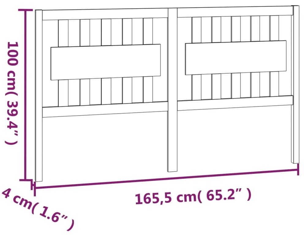 vidaXL Κεφαλάρι Κρεβατιού Γκρι 165,5 x 4 x 100 εκ. Μασίφ Ξύλο Πεύκου