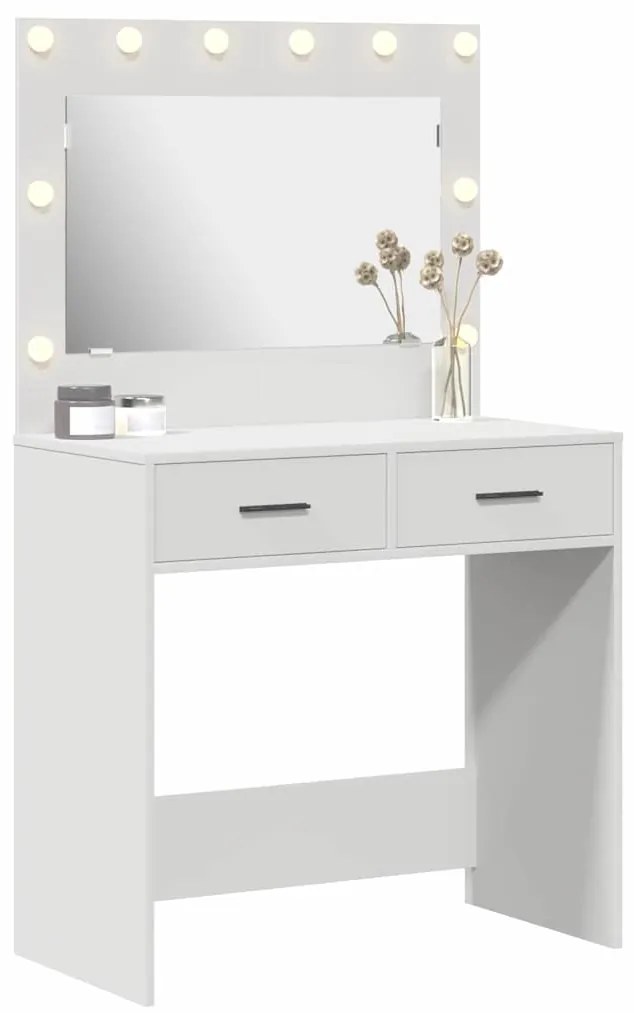 vidaXL Κομοδίνο με συρτάρι Λευκό 78.5 x 41 x 135 εκ Επεξεργασμένο ξύλο