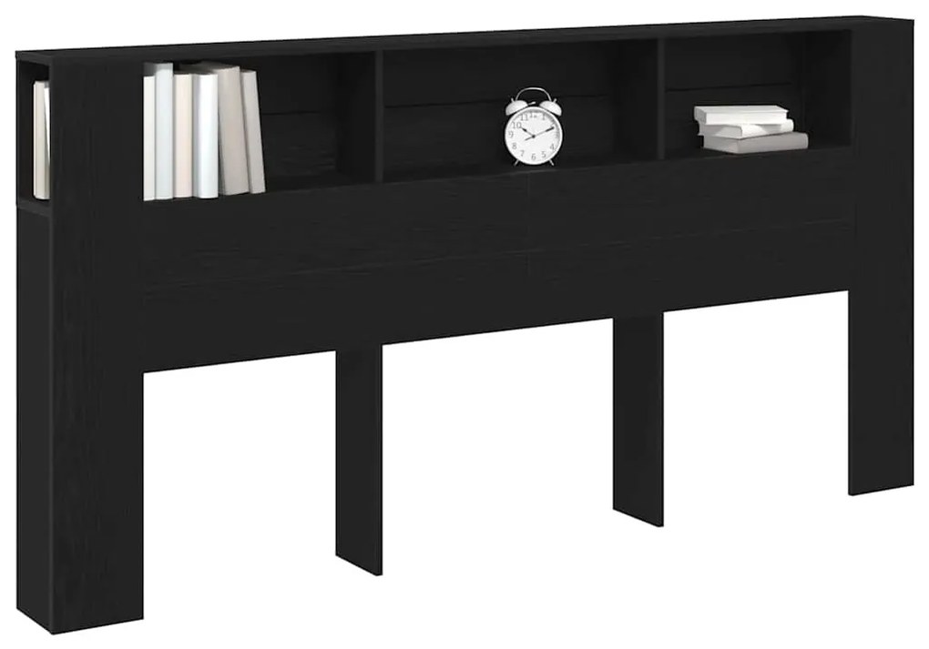 vidaXL Κρεβάτι με Κεφαλάρι με ράφι Μαύρη Οξυά 200 x 18.5 x 102.5 εκ.