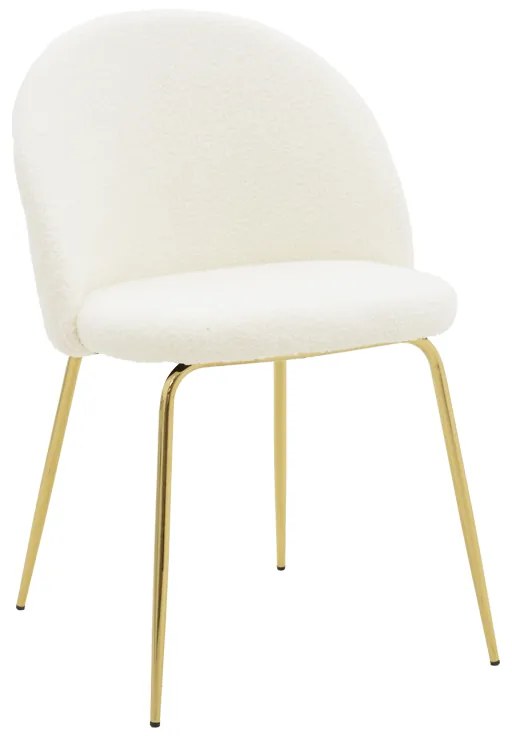 Καρέκλα Fersais λευκό μπουκλέ-χρυσό μέταλλο 48x57x81εκ Υλικό: TEDDY FABRIC - METAL 273-000011