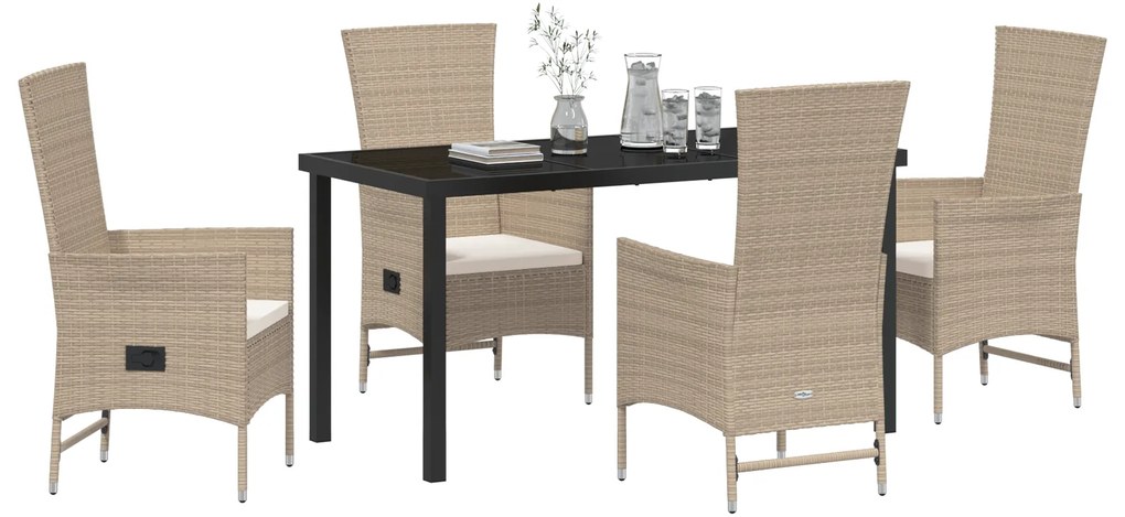 vidaXL Σετ Καρεκλών Εξωτερικών Χώρων 5 pcs Μπέζ, Κρέμες Λευκό