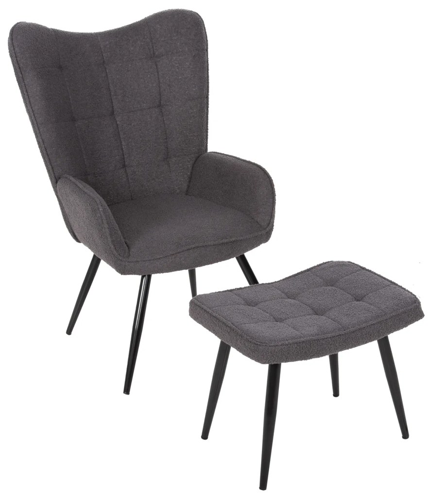 ΠΟΛΥΘΡΟΝΑ ΜΠΕΡΖΕΡΑ CRAWLEY ΜΕ ΥΠΟΠΟΔΙΟ HM8918.21 ΥΦΑΣΜΑ ΜΠΟΥΚΛΕ ΓΚΡΙ 70x74x105Υ εκ.