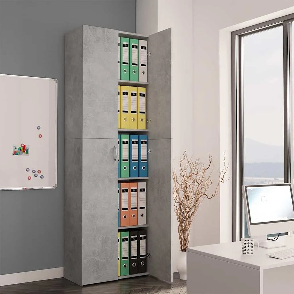 vidaXL Ντουλάπα Γραφείου Γκρι Σκυροδέματος 60x32x190 εκ. Επεξ. Ξύλο
