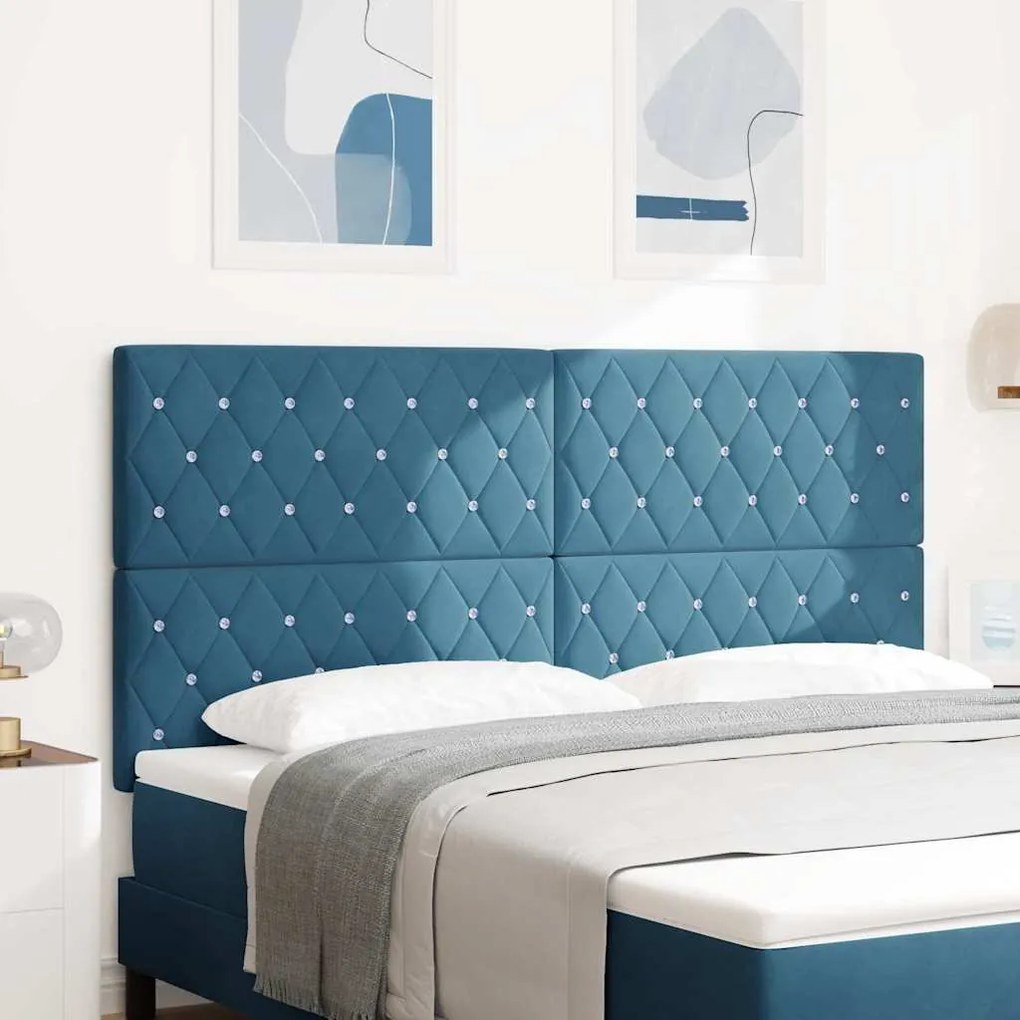 vidaXL Βελούδινο Κεφαλάρι Argyle Σκούρο Μπλε 180 cm Βελούδο