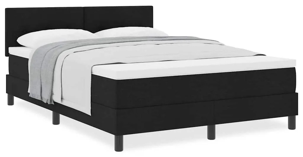 vidaXL Κρεβάτι box spring με στρώμα Μαύρο 140 x 200 cm ύφασμα