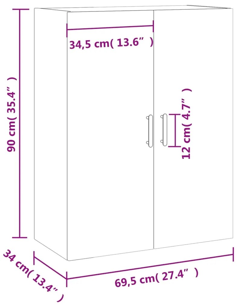 Ντουλάπι Επιτοίχιο Γκρι Σκυροδέματος 69,5 x 34 x 90 εκ. - Γκρι