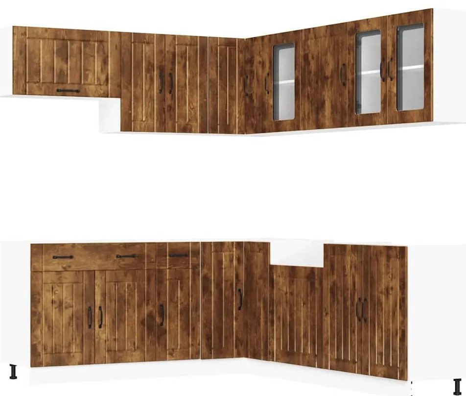 vidaXL Σετ Ντουλάπια Κουζίνας 11 τεμ. Lucca Καπνιστή Δρυς Επεξ. Ξύλο