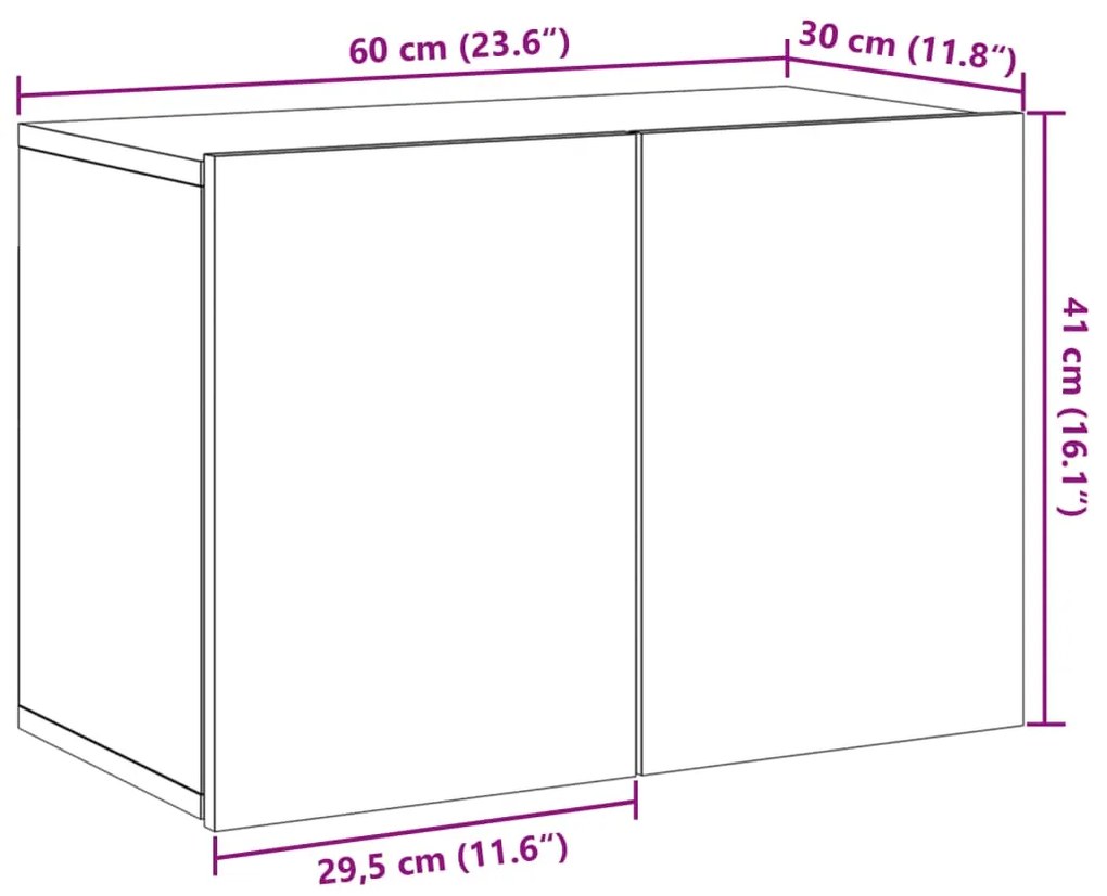 Ντουλάπι Τοίχου Τηλεόρασης Artisian Δρυς 60 x 30 x 41 εκ. - Καφέ