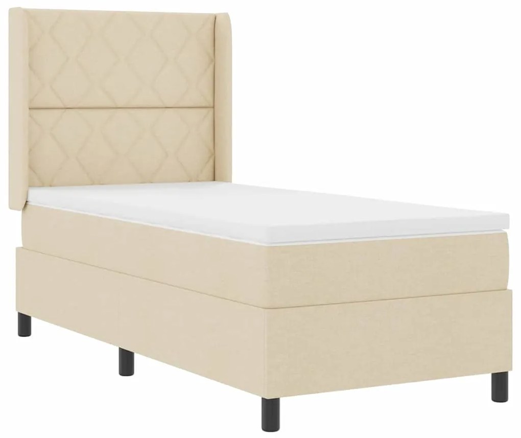 vidaXL Κρεβάτι με ελατήρια με στρώμα Κρεμ 100 x 200 cm ύφασμα