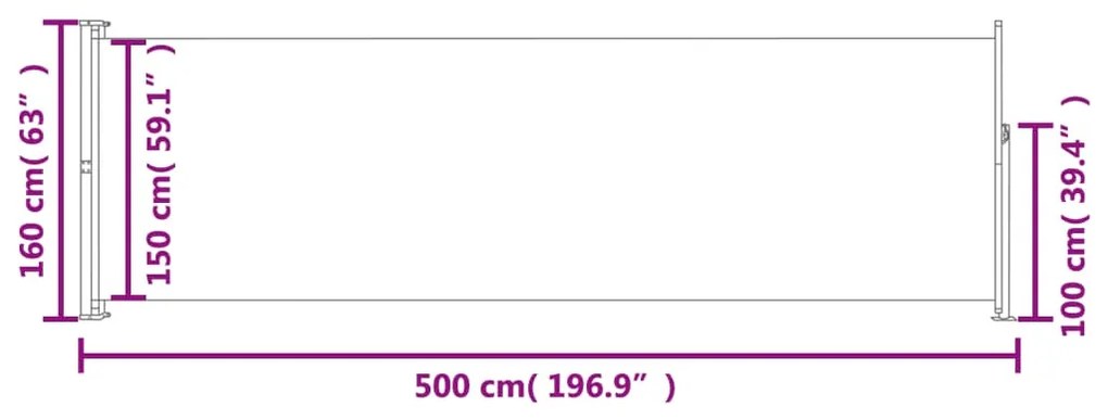 Σκίαστρο Πλαϊνό Συρόμενο Μπλε 160 x 500 εκ. - Μπλε