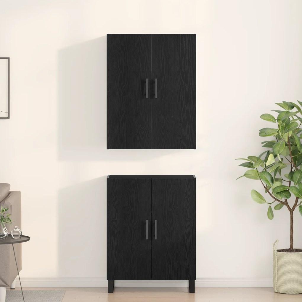 vidaXL Ντουλάπες 2 τεμ Μαύρη Δρυς 69,5x34x180 εκ Επεξεργασμένο Ξύλο