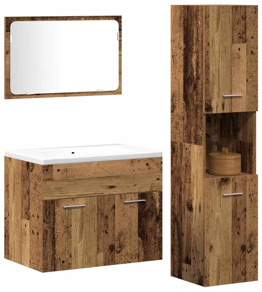 vidaXL Σετ Επίπλων Μπάνιου 3 pcs Παλιό Ξύλο Επεξεργασμένο ξύλο