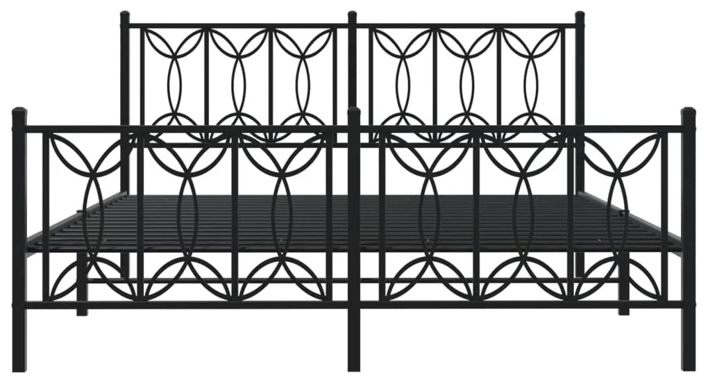 vidaXL Πλαίσιο Κρεβατιού με Κεφαλάρι&Ποδαρικό Μαύρο 150x200εκ. Μέταλλο