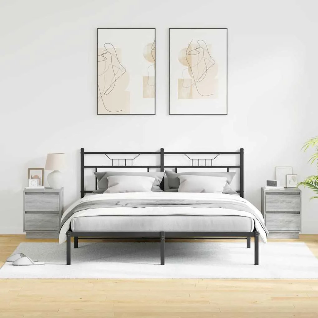 vidaXL Κομοδίνο με 2 pcs Γκρι 39 x 34.5 x 50 εκ. Επεξεργασμένο ξύλο