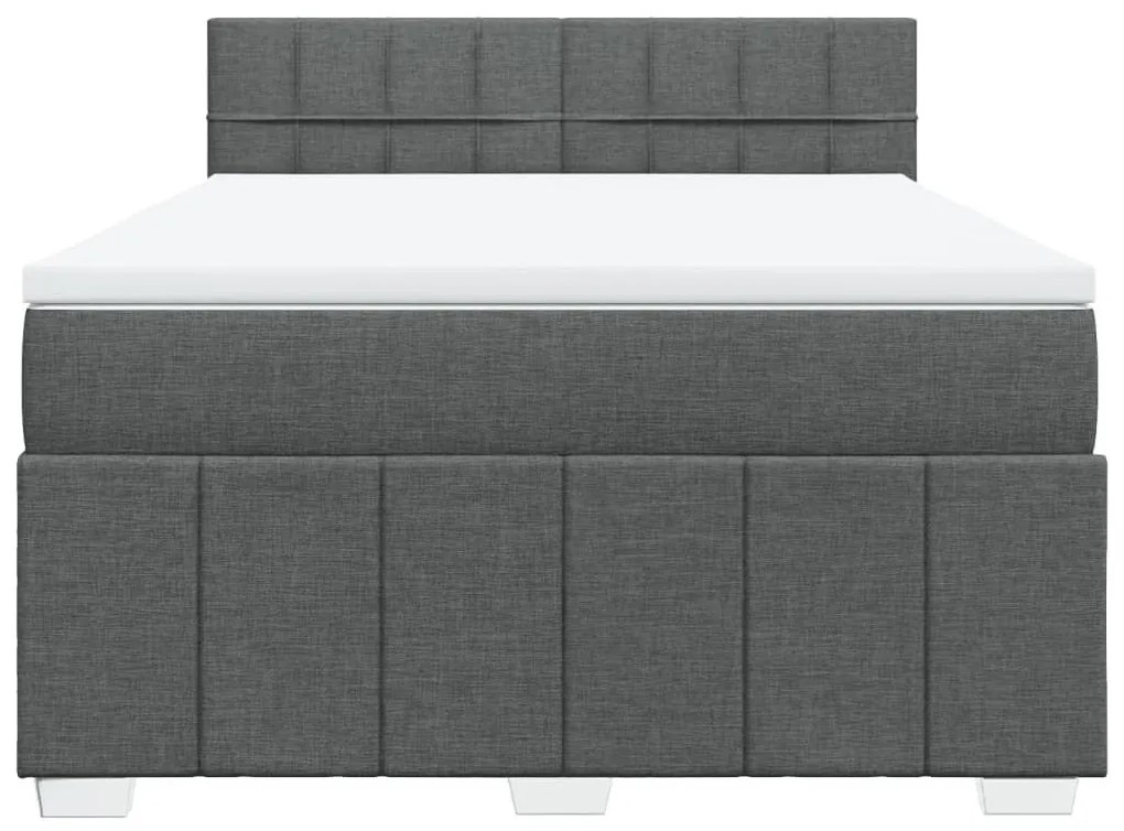 Κρεβάτι Boxspring με Στρώμα Σκούρο Γκρι 160x200 εκ Υφασμάτινο - Γκρι