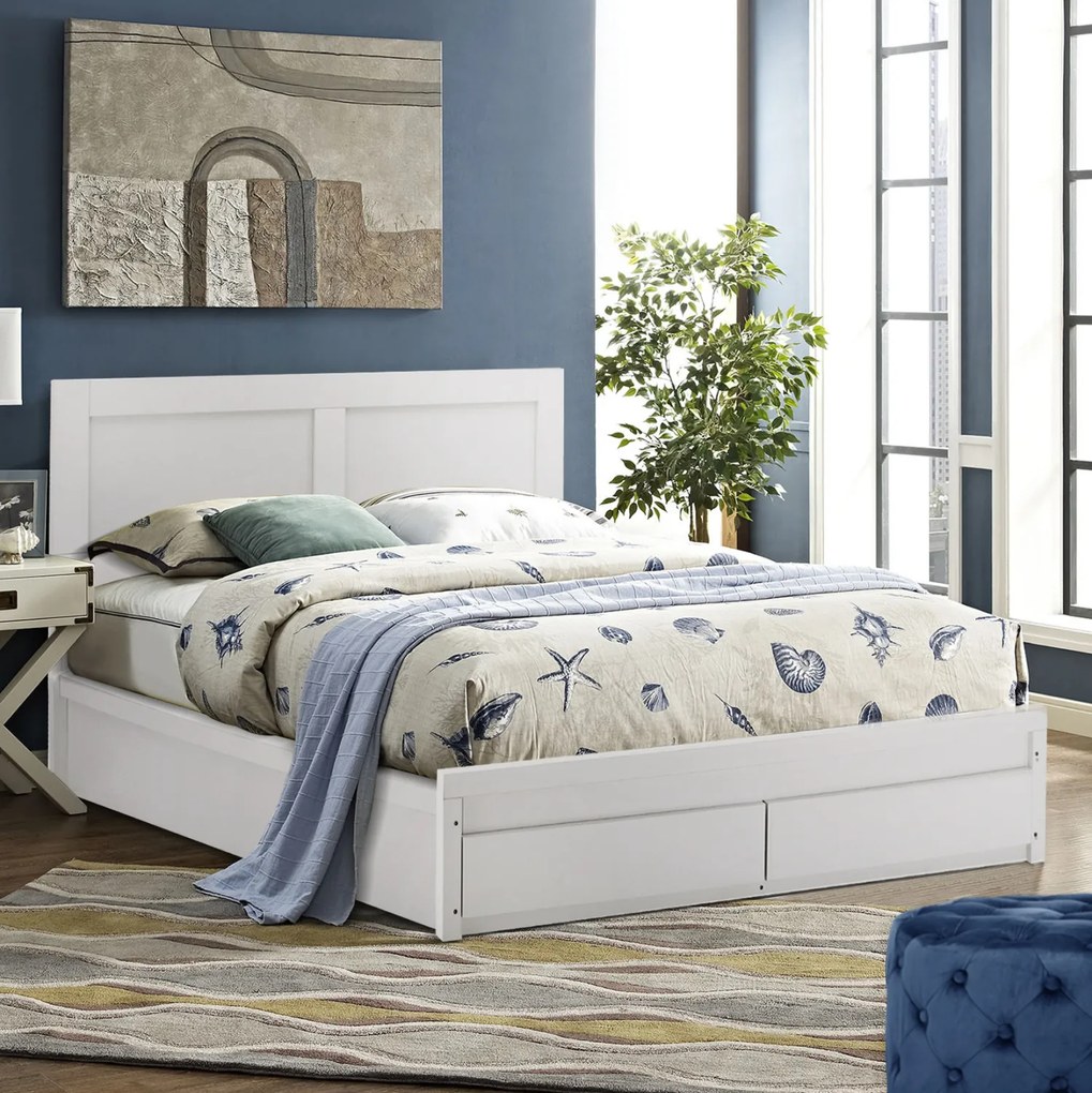 Κρεβάτι Capri Με 2 Συρτάρια Λευκό Για Στρώμα 160x200 Εκ.