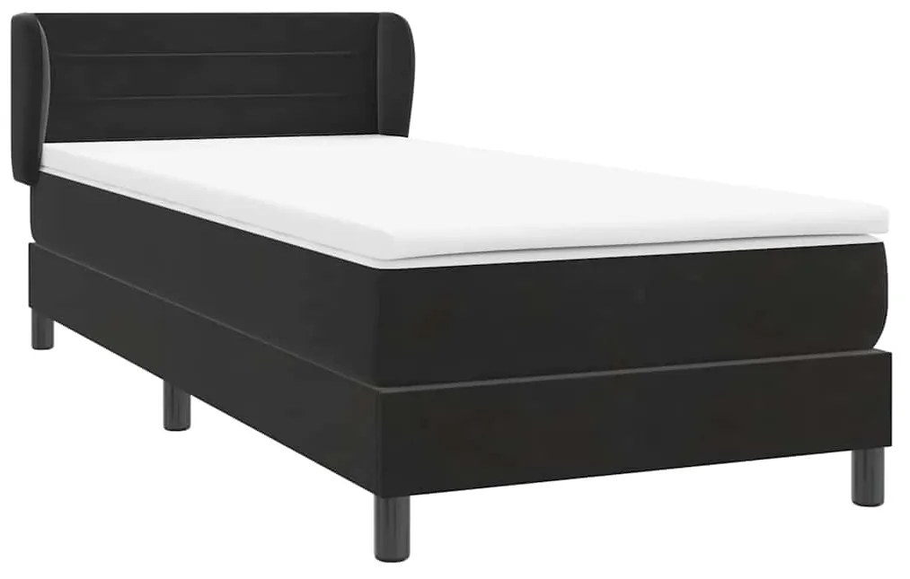 vidaXL Κρεβάτι Boxspring με Στρώμα Μαύρο 90x210 εκ. Βελούδινο